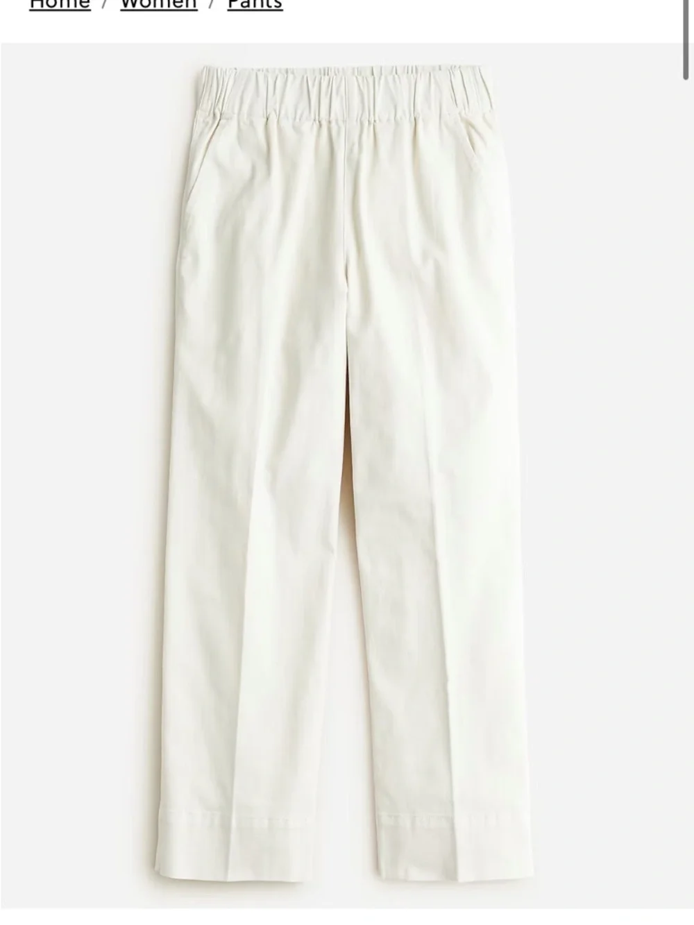J.Crew Astrid Wide Leg Chino Pants Cream BH357 Size Small Pull On